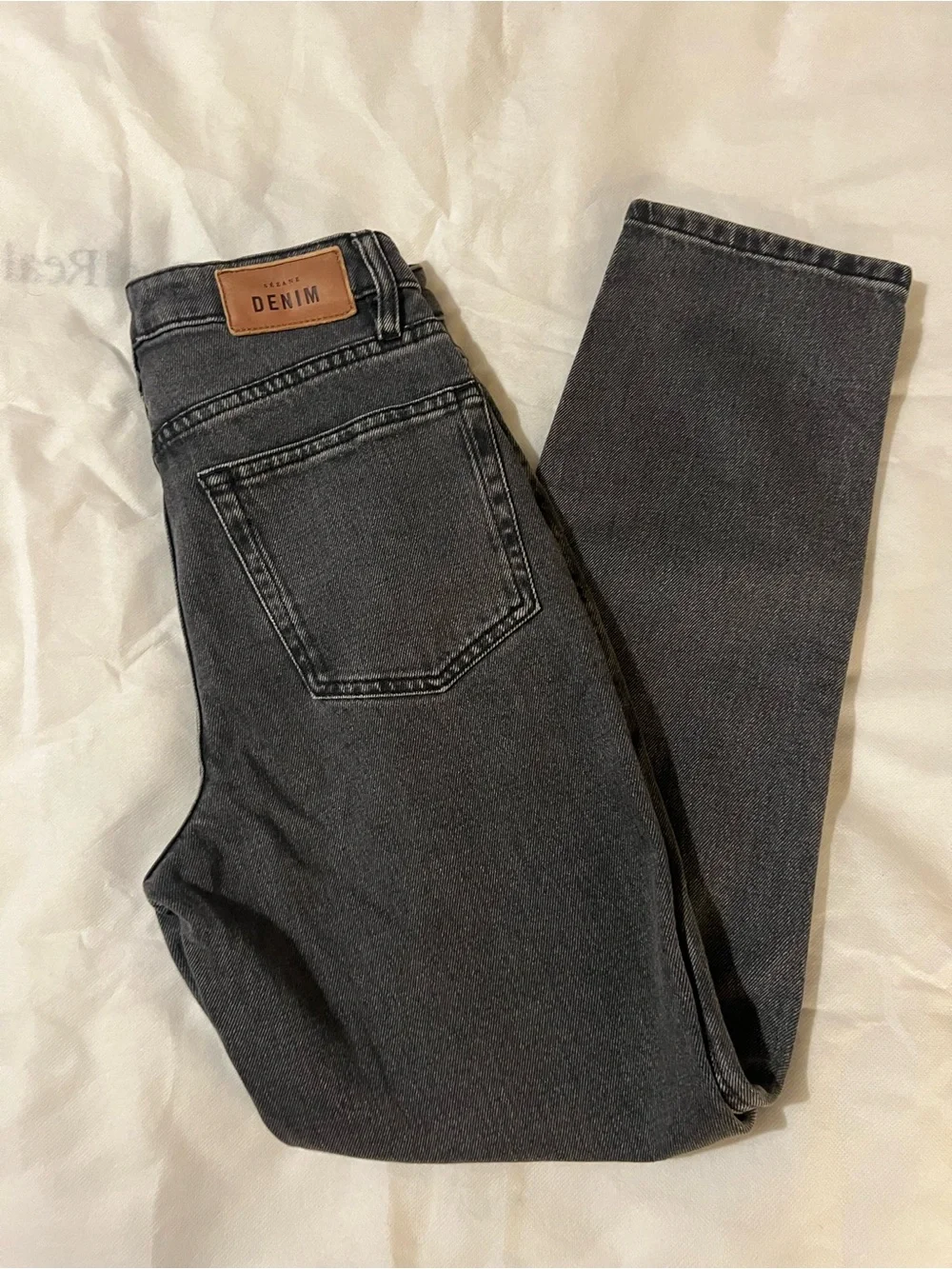 Sezane womens jeans slim parfait straight leg middle gray eu 36 or 4 high rise